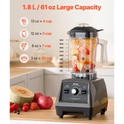 VEVOR Blender for Smoothies, 61 oz 1400W, Professional Blender with Powerful Motor, Multi-Functional Food Processing Blender for Smoothie/Milkshake/Juice, Fits for Kitchen