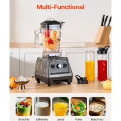 VEVOR Blender for Smoothies, 61 oz 1400W, Professional Blender with Powerful Motor, Multi-Functional Food Processing Blender with 2 Cups for Smoothie/Milkshake/Juice, Fits for Kitchen