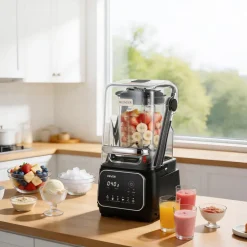 VEVOR Blender, 68 oz Professional Countertop Blenders with Shield, 2200W 26000RPM Kitchen Food Processor Combo, Self-Cleaning, Speed Adjustable, 6 Preset Menu for Smoothies, Ice Crushing, Puree, Black