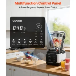 VEVOR Blender, 68 oz Professional Countertop Blenders with Shield, 1400W 26000RPM Kitchen Food Processor Combo, Self-Cleaning, Speed Adjustable, 6 Preset Menu for Smoothies, Ice Crushing, Puree, White