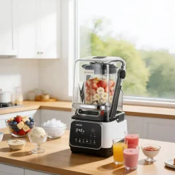 VEVOR Blender, 68 oz Professional Countertop Blenders with Shield, 1400W 26000RPM Kitchen Food Processor Combo, Self-Cleaning, Speed Adjustable, 6 Preset Menu for Smoothies, Ice Crushing, Puree, White