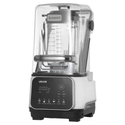 VEVOR Blender, 68 oz Professional Countertop Blenders with Shield, 1400W 26000RPM Kitchen Food Processor Combo, Self-Cleaning, Speed Adjustable, 6 Preset Menu for Smoothies, Ice Crushing, Puree, White