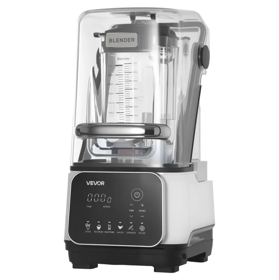 VEVOR Blender, 68 oz Professional Countertop Blenders with Shield, 1400W 26000RPM Kitchen Food Processor Combo, Self-Cleaning, Speed Adjustable, 6 Preset Menu for Smoothies, Ice Crushing, Puree, White