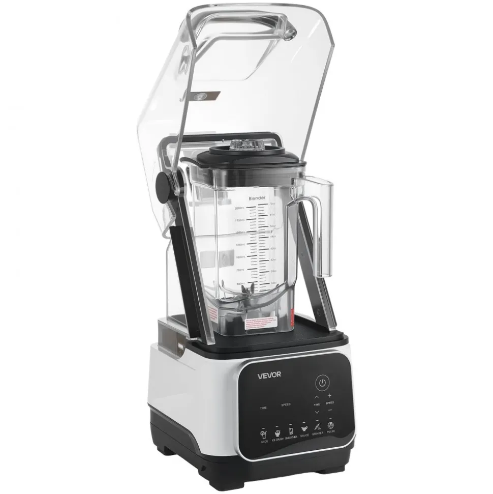 VEVOR Blender, 68 oz Professional Countertop Blenders with Shield, 1400W 26000RPM Kitchen Food Processor Combo, Self-Cleaning, Speed Adjustable, 6 Preset Menu for Smoothies, Ice Crushing, Puree, White