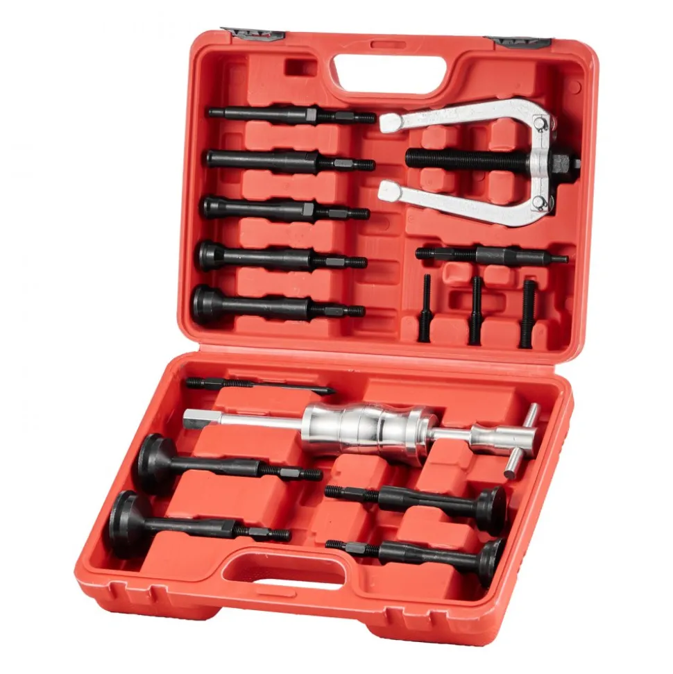 VEVOR Blind Hole Bearing Puller Set, 16-in-1 Inner Bearing Race and Seal Extractor Kit, 16 PCS Slide Hammer Pilot Insert Inner Internal Bearing Removal Tool Set with 10 Split Collets and Counterstay