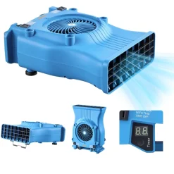 VEVOR Blower Fan, Low Profile Air Mover Carpet Dryer, 1000 CFM, 2 Speeds, Multi-Angle Airflow, Lightweight Portable for Crawlspaces, Attics, Basements, Bathrooms, Water Damage Restoration, Blue