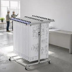 VEVOR Blueprint Storage Rack, Steel, Mobile Adjustable Blueprint Holder, Vertical Drawing Rack with Wheels, File Storage Organizer Stand, for Construction Plans Posters Home Office, Without Clamps