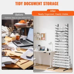 VEVOR Blueprint Storage Rack, Hanging Poster Display Rack 16-Tier, Vertical Blueprint Roll File Holder 2 Rolls/tire, Roll File Storage Rack for Blueprint Map Poster