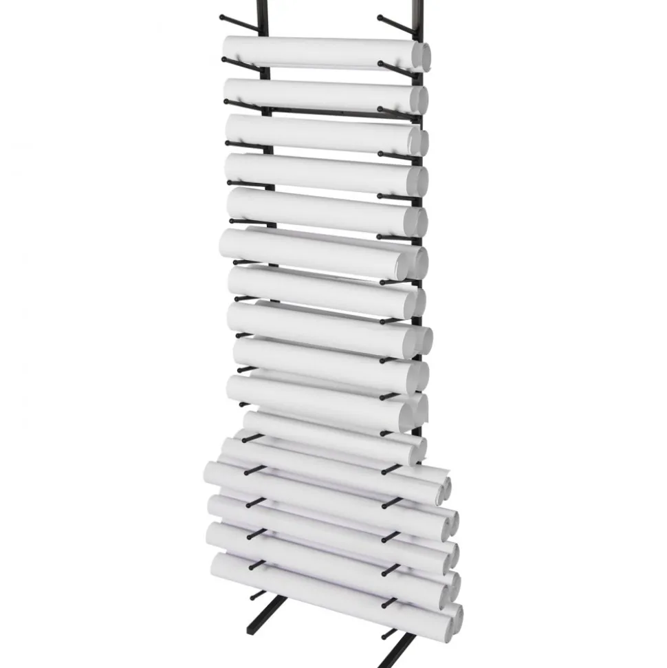 VEVOR Blueprint Storage Rack, Hanging Poster Display Rack 16-Tier, Vertical Blueprint Roll File Holder 2 Rolls/tire, Roll File Storage Rack for Blueprint Map Poster