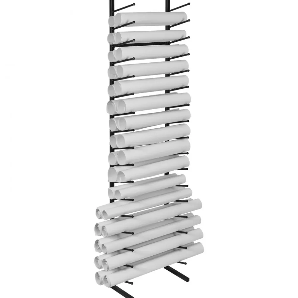 VEVOR Blueprint Storage Rack, Hanging Poster Display Rack 16-Tier, Vertical Blueprint Roll File Holder 2 Rolls/tire, Roll File Storage Rack for Blueprint Map Poster
