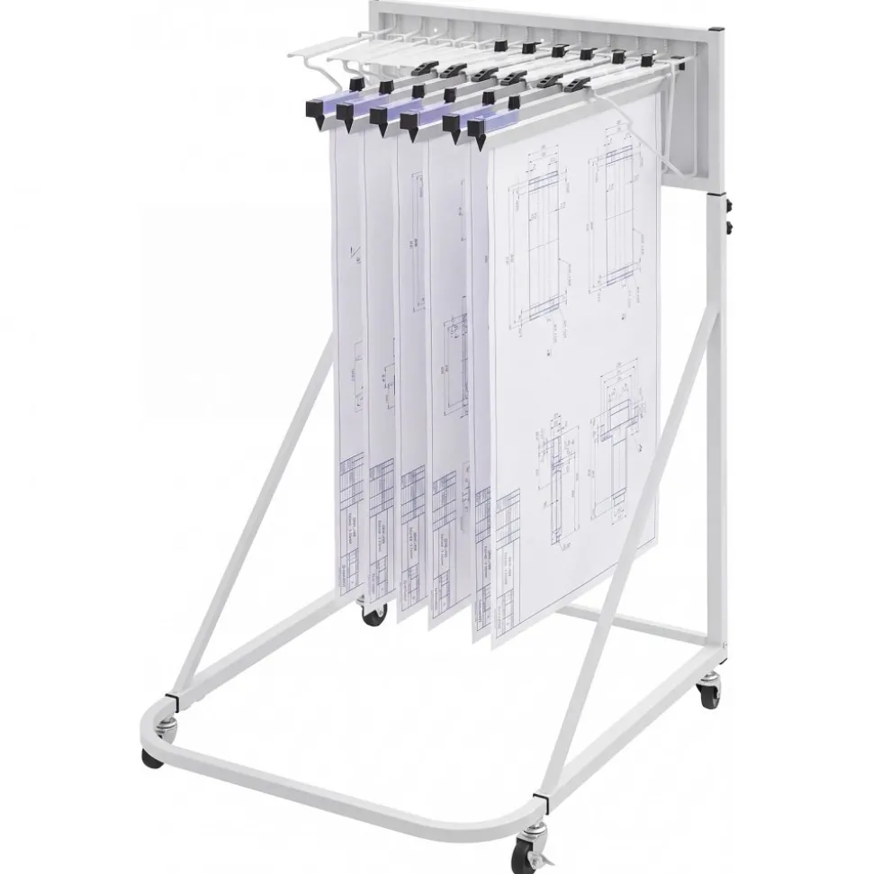 VEVOR Blueprint Storage Rack, Steel, Mobile Adjustable Blueprint Holder with 6 Pack of 24 Inch Aluminum Clamps, 4 Wheels, Display Rack Storage Organizer Stand, for File Display Plan Poster Office Home