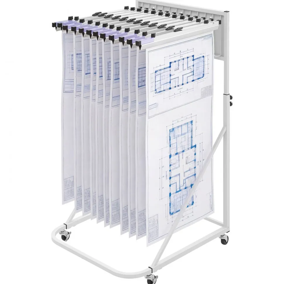 VEVOR Blueprint Storage Rack, Steel, Mobile Adjustable Blueprint Holder with 6 Pack of 24 Inch Aluminum Clamps, 4 Wheels, Display Rack Storage Organizer Stand, for File Display Plan Poster Office Home