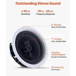 VEVOR Bluetooth Ceiling Speakers, 8