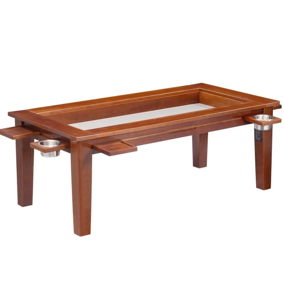 VEVOR Board Game Table 2-in-1 Gaming and Dining Table 47.2 x 23.6 x 17.7 in, Roomy for 4 Players, with Removable Tabletop, Leather Gaming Mat, 4 Cup Holders & Sliding Trays, 300LBS Solid Wood Support