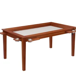 VEVOR Board Game Table 2-in-1 Gaming and Dining Table 63 x 39.4 x 30 in, Roomy for 6 Players, with Removable Tabletop, Leather Gaming Mat, 6 Cup Holders & Sliding Trays, 440LBS Solid Wood Support