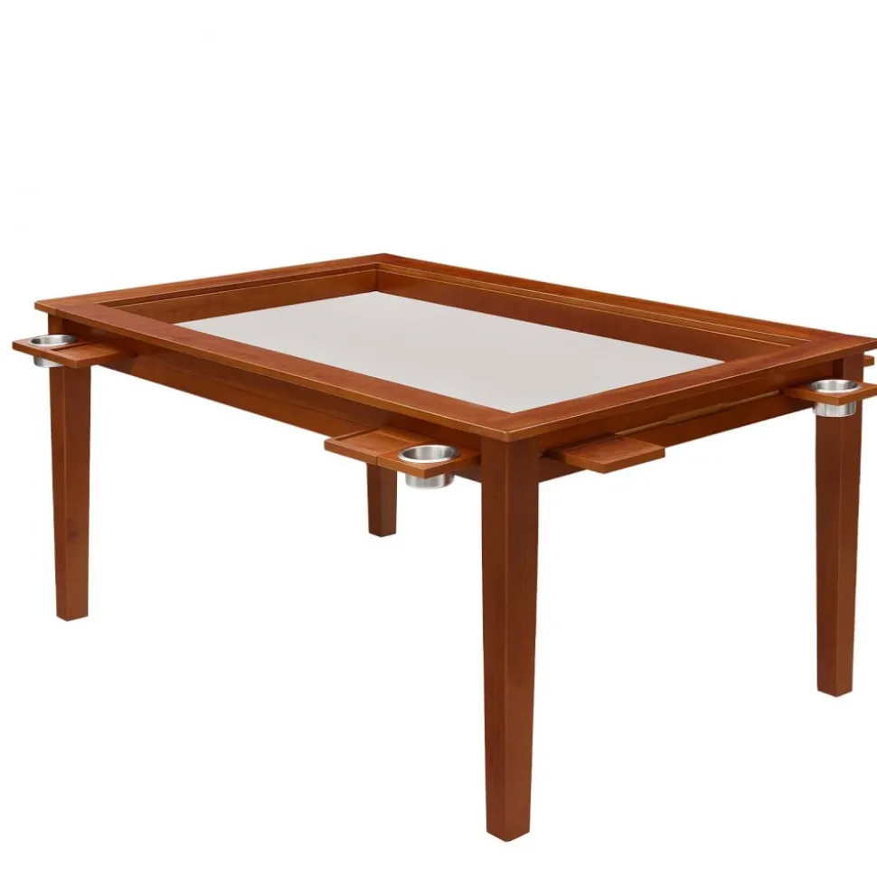 VEVOR Board Game Table 2-in-1 Gaming and Dining Table 63 x 39.4 x 30 in, Roomy for 6 Players, with Removable Tabletop, Leather Gaming Mat, 6 Cup Holders & Sliding Trays, 440LBS Solid Wood Support