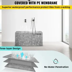 VEVOR Board Shower Bench Rectangle Bench Ready to Tile&Waterproof 38.2x11.4x20
