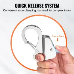 VEVOR Boat Anchor Hook, 304 Stainless Steel Slide Anchor, Knotless Anchor System with Quick Release, Boat Anchor Hook Clips for 3/8