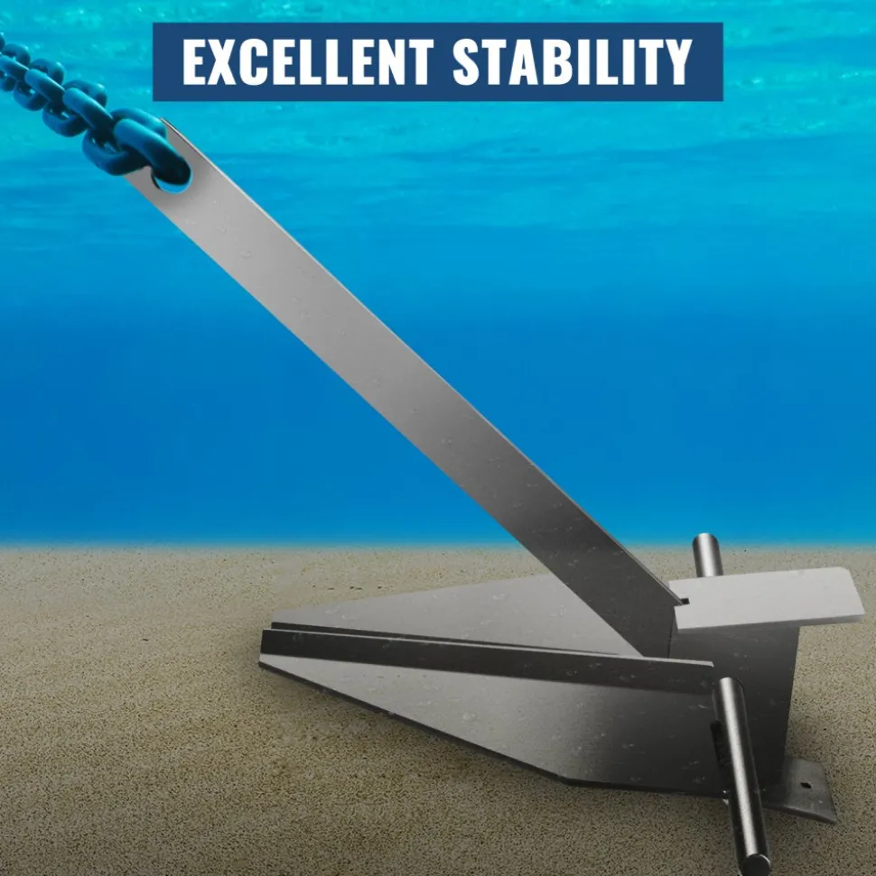 VEVOR Boat Anchor Kit 13 lb Fluke Style Anchor, Hot Dipped Galvanized Steel Fluke Anchor, Marine Anchor with Anchor, Shackles, Chain, Rope for Boat Mooring on The Beach, Boats from 20'-32'