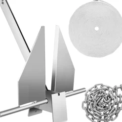 VEVOR Boat Anchor Kit 13 lb Fluke Style Anchor, Hot Dipped Galvanized Steel Fluke Anchor, Marine Anchor with Anchor, Shackles, Chain, Rope for Boat Mooring on The Beach, Boats from 20'-32'