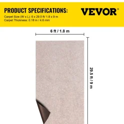 VEVOR Boat Carpet, 6 ft x 29.5 ft Marine Carpet for Boats, Waterproof Light Brown Carpet with Marine Backing Anti-Slide Marine Grade Boat Carpet Cuttable Easy to Clean Patio Rugs Deck