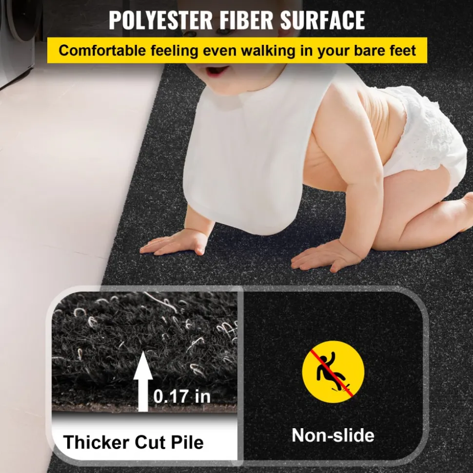 VEVOR Boat Carpet, 6 ft x 18 ft Marine Carpet for Boats, Waterproof Black Indoor Outdoor Carpet with Marine Backing Anti-Slide Marine Grade Boat Carpet Cuttable Easy to Clean Patio Rugs Deck Rug