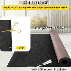 VEVOR Boat Carpet, 6 ft x 18 ft Marine Carpet for Boats, Waterproof Black Indoor Outdoor Carpet with Marine Backing Anti-Slide Marine Grade Boat Carpet Cuttable Easy to Clean Patio Rugs Deck Rug