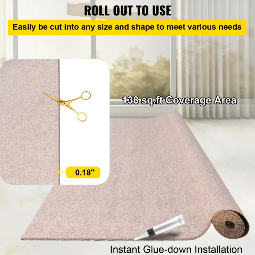 VEVOR Boat Carpet, 6 ft x 23 ft Marine Carpet for Boats, Waterproof Light Brown Carpet with Marine Backing Anti-Slide Marine Grade Boat Carpet Cuttable Easy to Clean Patio Rugs Deck Rug