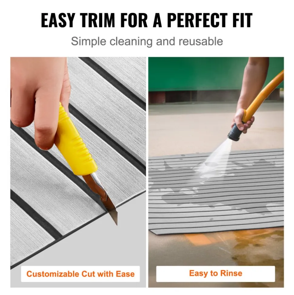 VEVOR Boat Flooring, EVA Foam Boat Decking 94.5" x 45.7", Non-Slip Self-Adhesive Flooring, 29.9 sq.ft Marine Carpet for Boats, Yacht, Pontoon, Kayak Decking