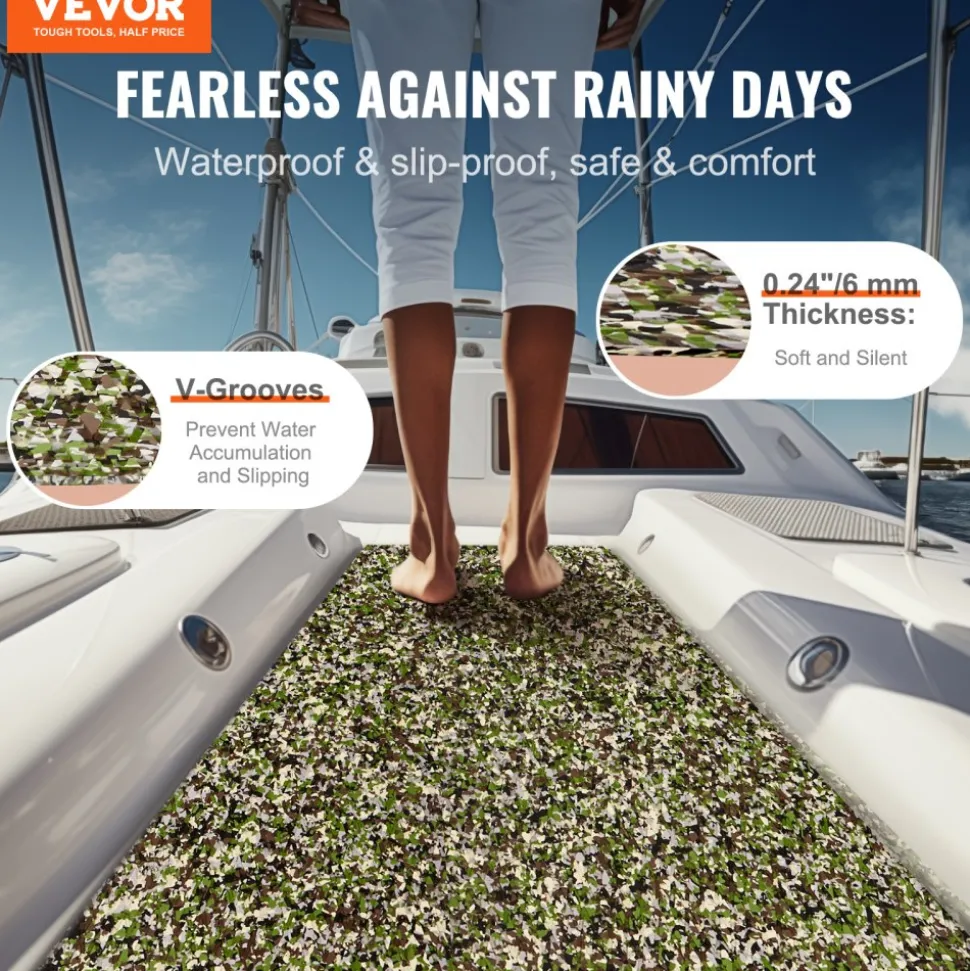 VEVOR Boat Flooring, EVA Foam Boat Decking 94.5" x 35.4", Non-Slip Self-Adhesive Flooring, 23.2 sq.ft Marine Carpet for Boats, Yacht, Pontoon, Kayak Decking