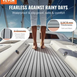VEVOR Boat Flooring, EVA Foam Boat Decking 94.5" x 35.4", Non-Slip Self-Adhesive Flooring, 23.2 sq.ft Marine Carpet for Boats, Yacht, Pontoon, Kayak Decking