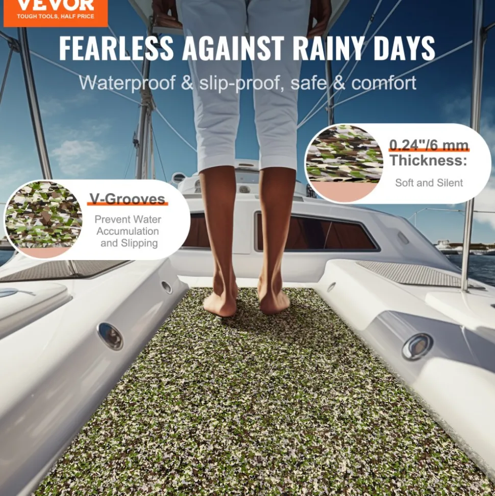 VEVOR Boat Flooring, EVA Foam Boat Decking 94.5" x 23.6", Non-Slip Self-Adhesive Flooring, 31.1sq.ft 2 Rolls of Marine Carpet for Boats, Yacht, Pontoon, Kayak Decking