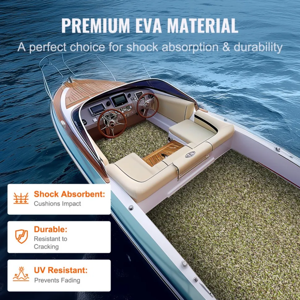 VEVOR Boat Flooring, EVA Foam Boat Decking 94.5" x 23.6", Non-Slip Self-Adhesive Flooring, 31.1sq.ft 2 Rolls of Marine Carpet for Boats, Yacht, Pontoon, Kayak Decking