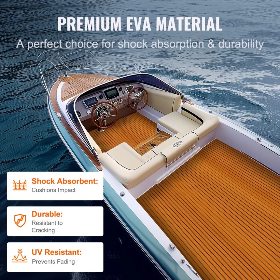 VEVOR Boat Flooring, EVA Foam Boat Decking 94.5" x 46", Non-Slip Self-Adhesive Flooring, 29.9 sq.ft Marine Carpet for Boats, Yacht, Pontoon, Kayak Decking