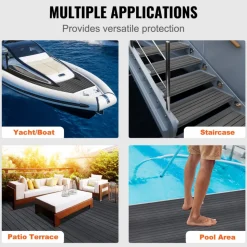 VEVOR Boat Flooring, EVA Foam Boat Decking 94.5" x 23.6", Non-Slip Self-Adhesive Flooring, 15.5 sq.ft Marine Carpet for Boats, Yacht, Pontoon, Kayak Decking