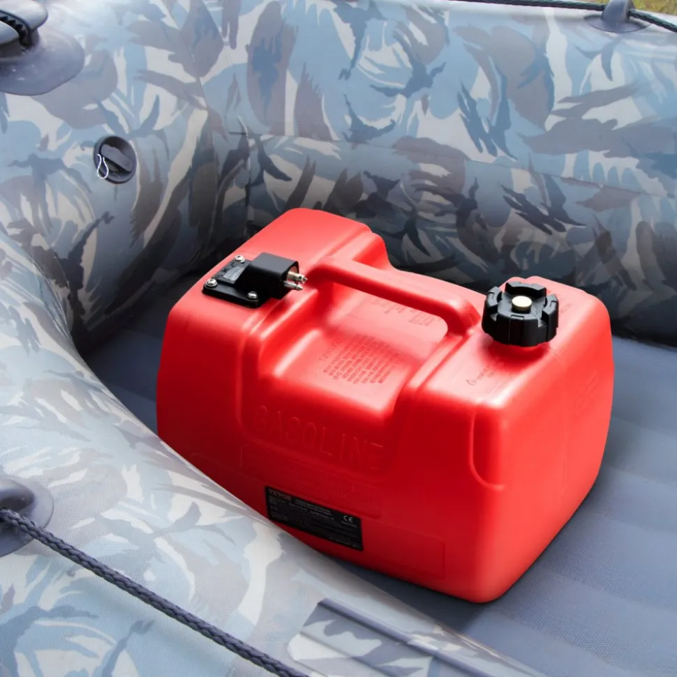 VEVOR Boat Fuel Tank, 3.17-Gallon/12-L Marine Outboard Transfer Tank, Transfer Tank with 9.8ft Hose, Gauge for Outboard Engine, Yacht, Fishing Boat, Deck, Red