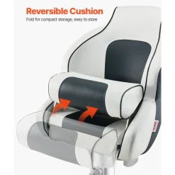 VEVOR Boat Seat, High Backrest, Flip Up Boat Seat Captain Bucket Seat with Thickened Sponge Cushion & Waterproof PVC Leather, Ergonomic Design, Folding Boat Seat for Boats, Yachts, Ships, White & Grey
