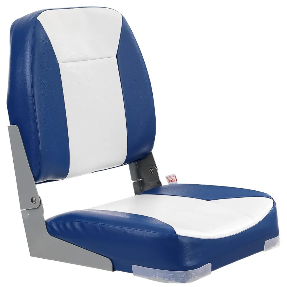 VEVOR Boat Seat, 18.9" Low Back Boat Seat, Folding Boat Chair with Thickened Sponge Padding and Hinge, Fold-Down Boat Captain Chair for Fishing Boat, Sightseeing Boat, Speedboat, Canoe, 1-Piece