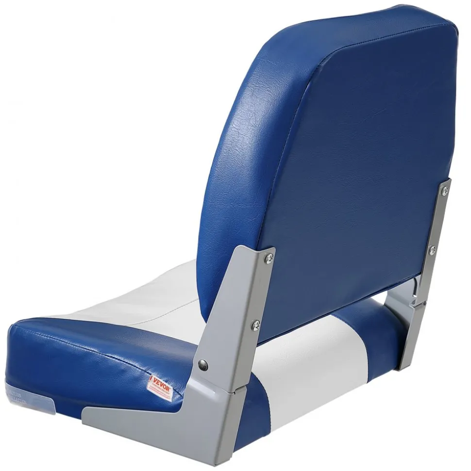VEVOR Boat Seat, 18.9" Low Back Boat Seat, Folding Boat Chair with Thickened Sponge Padding and Hinge, Fold-Down Boat Captain Chair for Fishing Boat, Sightseeing Boat, Speedboat, Canoe, 1-Piece