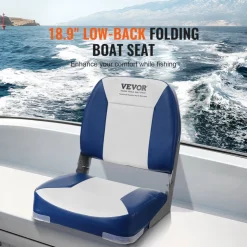 VEVOR Boat Seat Low Back Fold-Down Fishing Boat Chair with Sponge Padding 2 Pack