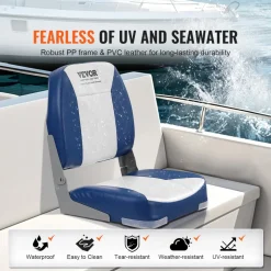 VEVOR Boat Seat Low Back Fold-Down Fishing Boat Chair with Sponge Padding 2 Pack