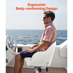VEVOR Boat Seat, Low Backrest, Boat Seat Captain Bucket Seat with Thickened Sponge Cushion & Waterproof PVC Leather, Ergonomic Design, Suitable for Fishing Boats, Yachts, Ships, White