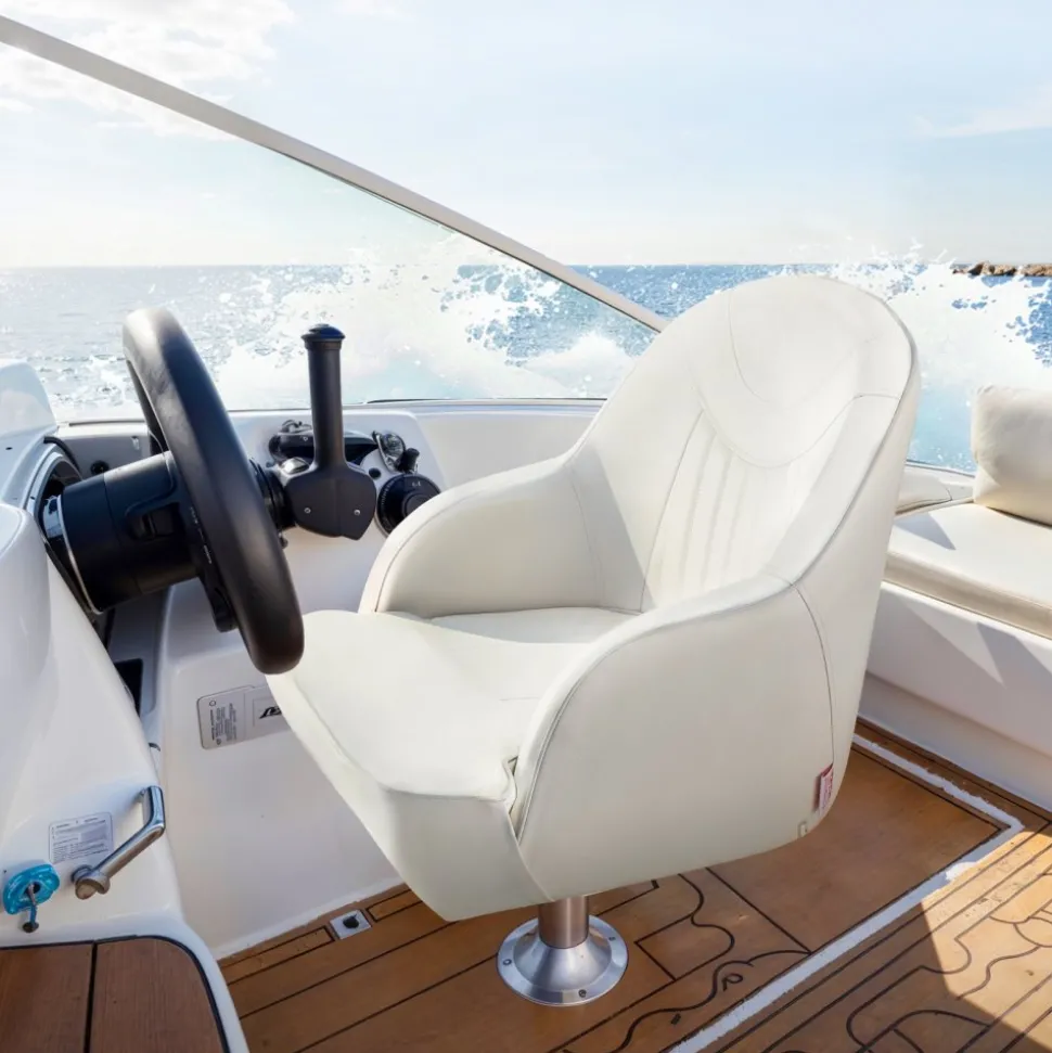 VEVOR Boat Seat, Low Backrest, Boat Seat Captain Bucket Seat with Thickened Sponge Cushion & Waterproof PVC Leather, Ergonomic Design, Suitable for Fishing Boats, Yachts, Ships, White