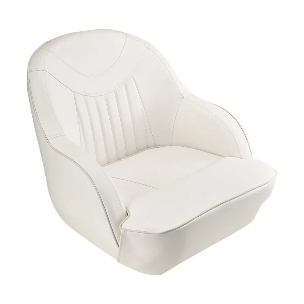 VEVOR Boat Seat, Low Backrest, Boat Seat Captain Bucket Seat with Thickened Sponge Cushion & Waterproof PVC Leather, Ergonomic Design, Suitable for Fishing Boats, Yachts, Ships, White