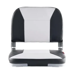 VEVOR Boat Seat, Low Backrest, Folding Fishing Boat Seat with Thickened Sponge Cushion & Waterproof PVC Leather, Aluminum Alloy Hinges, Flip Up Boat Seat for Fishing Boats, Yachts, Ships, Black & Grey