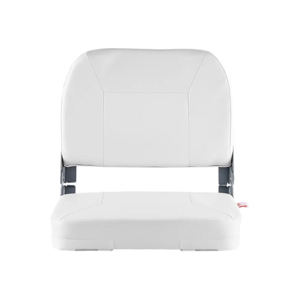 VEVOR Boat Seat, Low Backrest, Folding Fishing Boat Seat with Thickened Sponge Cushion & Waterproof PVC Leather, Aluminum Alloy Hinges, Flip Up Boat Seat for Fishing Boats, Yachts, Ships, White