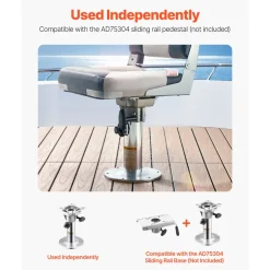 VEVOR Boat Seat Pedestal, Adjustable Height from 12.76 to 18.7 Inches, Aluminum Alloy Boat Chair Base with Locking Design, Waterproof & Rust-resistant, Ideal for Fishing and Boating Enthusiasts