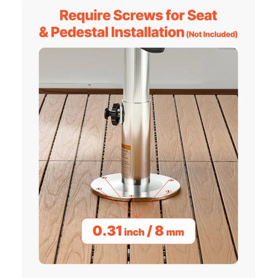 VEVOR Boat Seat Pedestal, Adjustable Height from 12.76 to 18.7 Inches, Aluminum Alloy Boat Chair Base with Locking Design, Waterproof & Rust-resistant, Ideal for Fishing and Boating Enthusiasts
