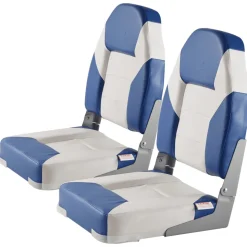 VEVOR Boat Seats, 21.85" High Back Boat Seat, Folding Boat Chair with Thickened Sponge Padding and Hinge, Fold-Down Boat Captain Chairs for Fishing Boat, Sightseeing Boat, Speedboat, Canoe, 2-Pack