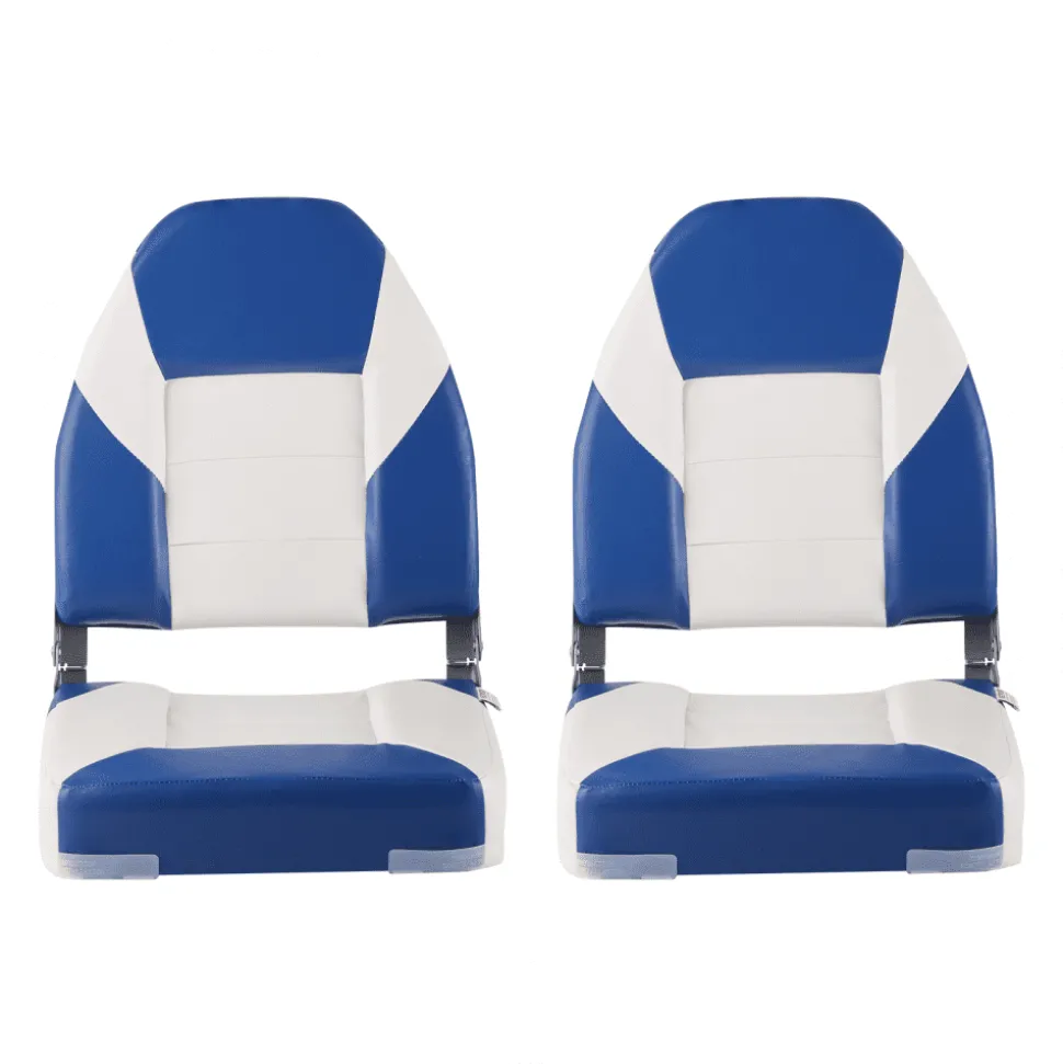 VEVOR Boat Seats, 21.85" High Back Boat Seat, Folding Boat Chair with Thickened Sponge Padding and Hinge, Fold-Down Boat Captain Chairs for Fishing Boat, Sightseeing Boat, Speedboat, Canoe, 2-Pack